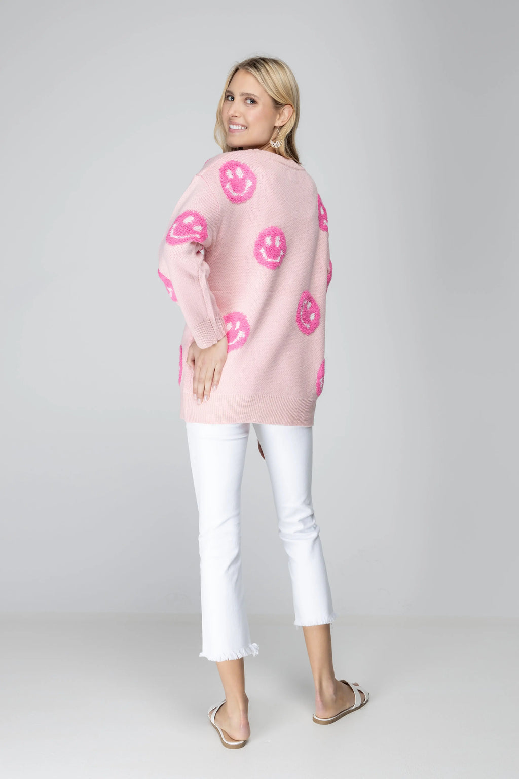 Cuteness Overloaded Pink Happy Face Sweater Katydid