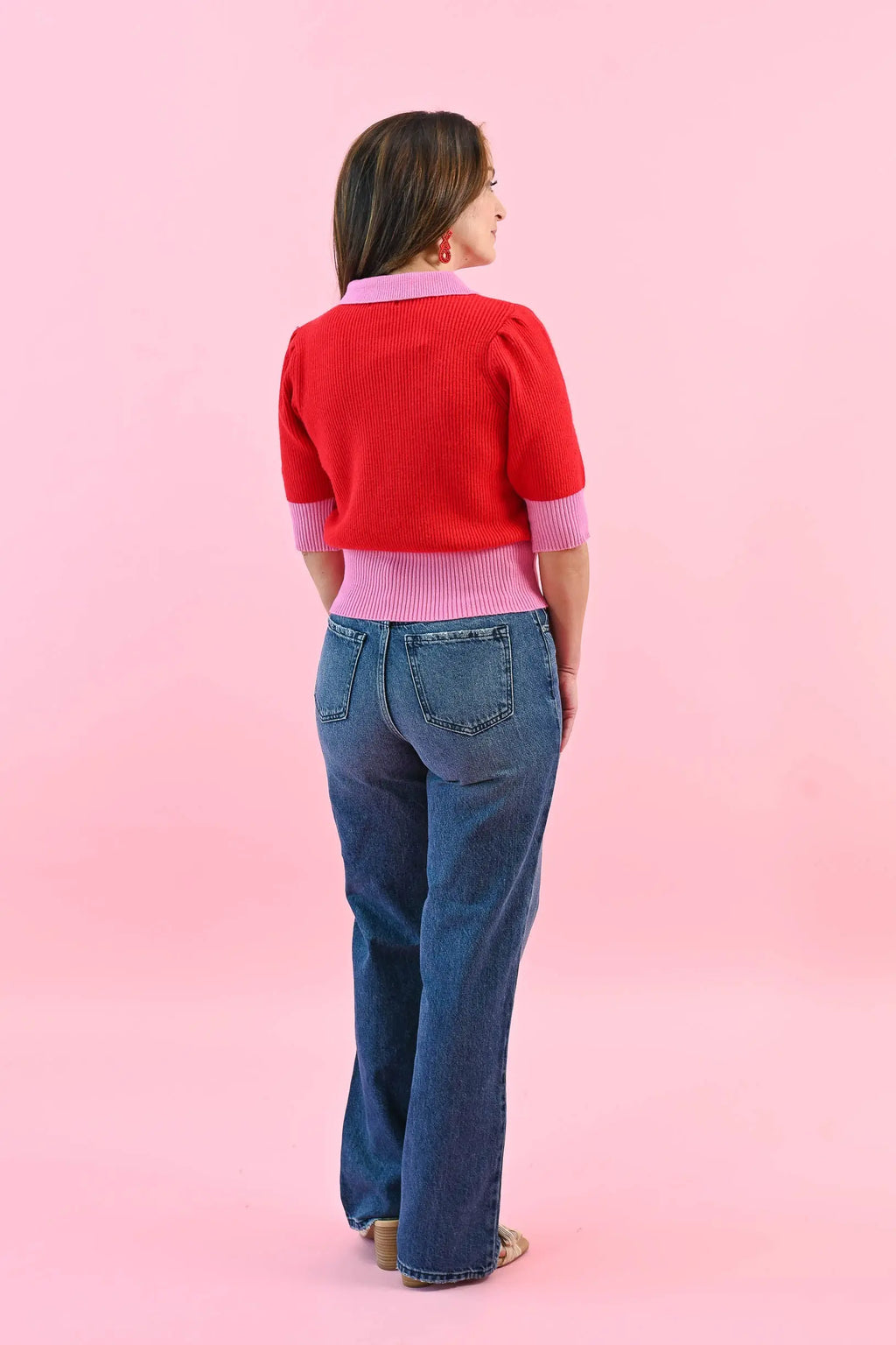 Love Letter Color Block Collared Sweater Top Sugarlips