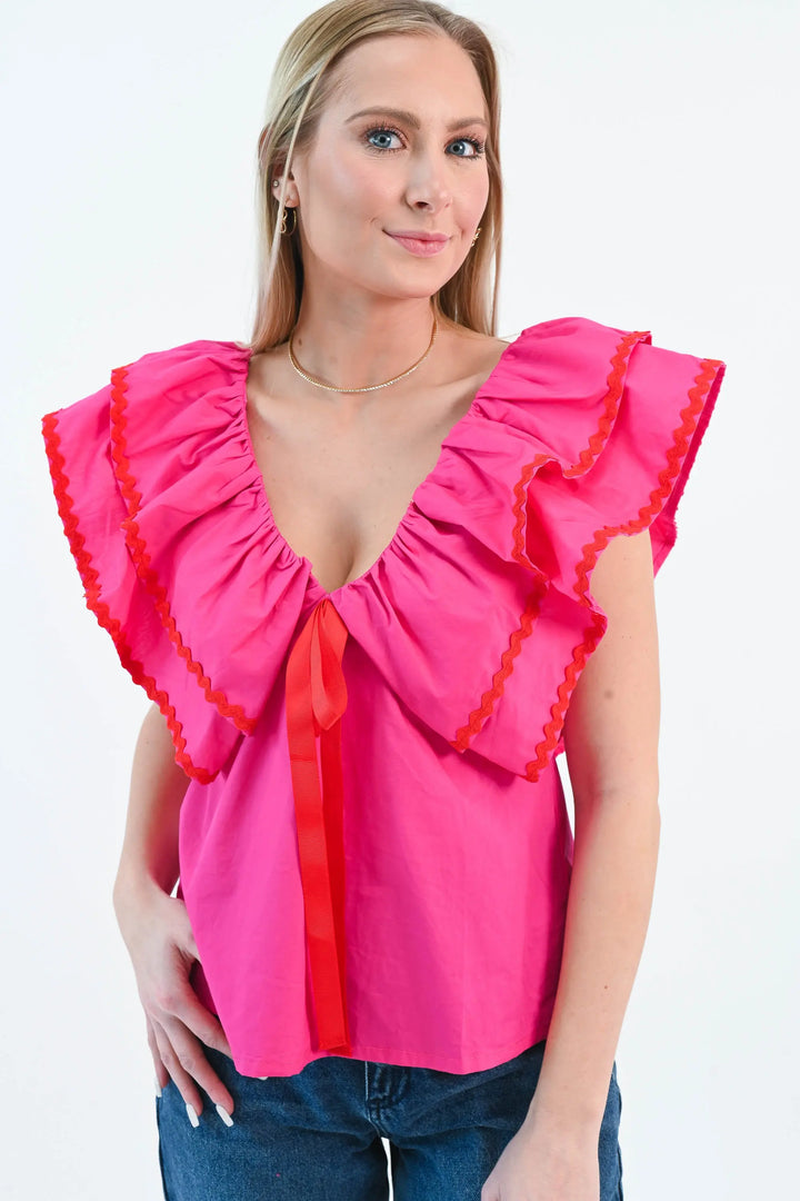 It Needs Passion Pink Ruffle Babydoll Top Sugarlips