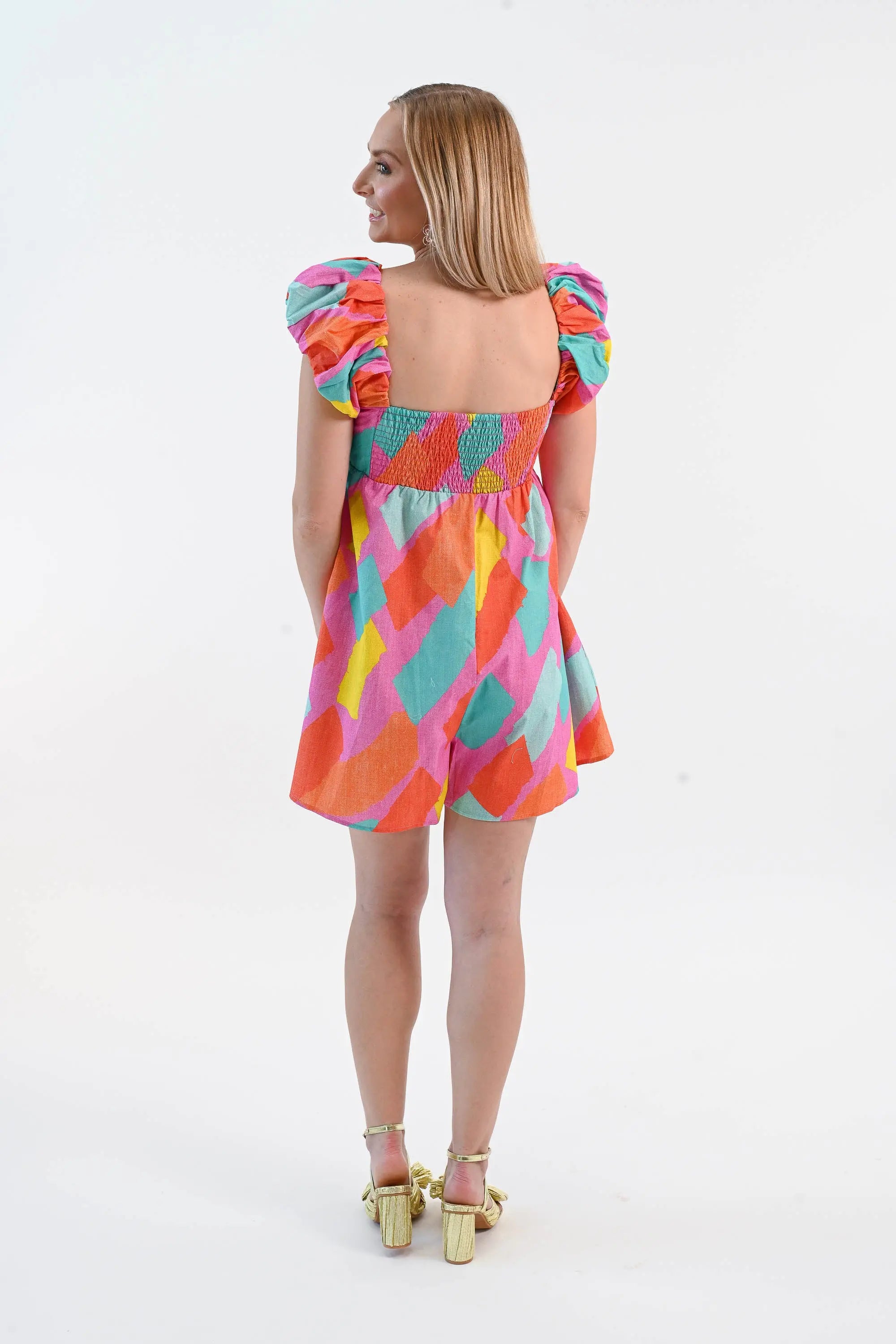 All My Days Colorful Romper Peach Love