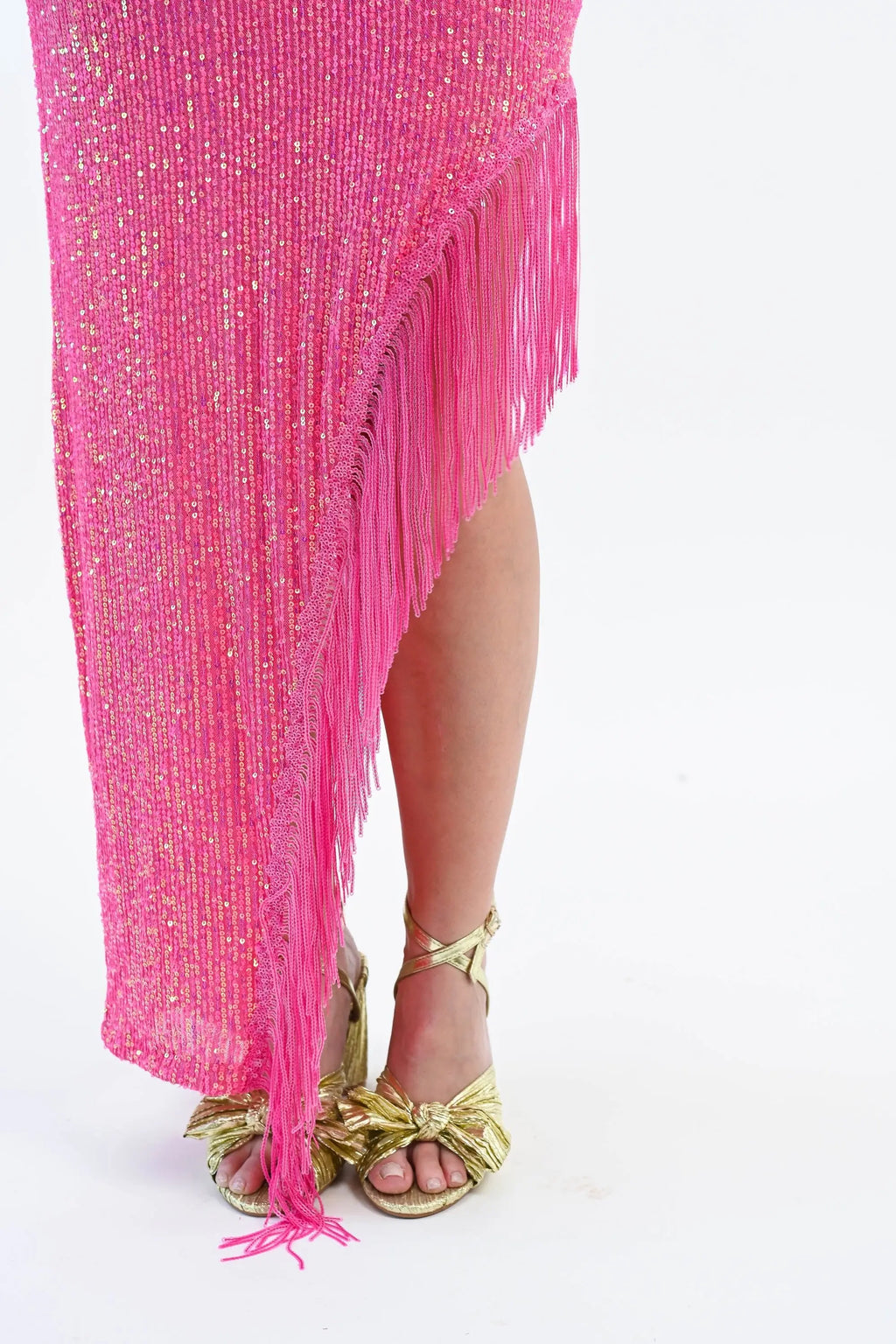 Made Up My Mind Sequin Fringe One Shoulder Asymmetry Maxi Dress Main Strip