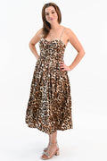 That Don't Impress Me Much Leopard Midi Dress with Rhinestone Main Strip