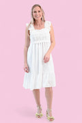 Just Getting Started Crochet Lace Ruffle Sleeve Dress Davi & Dani