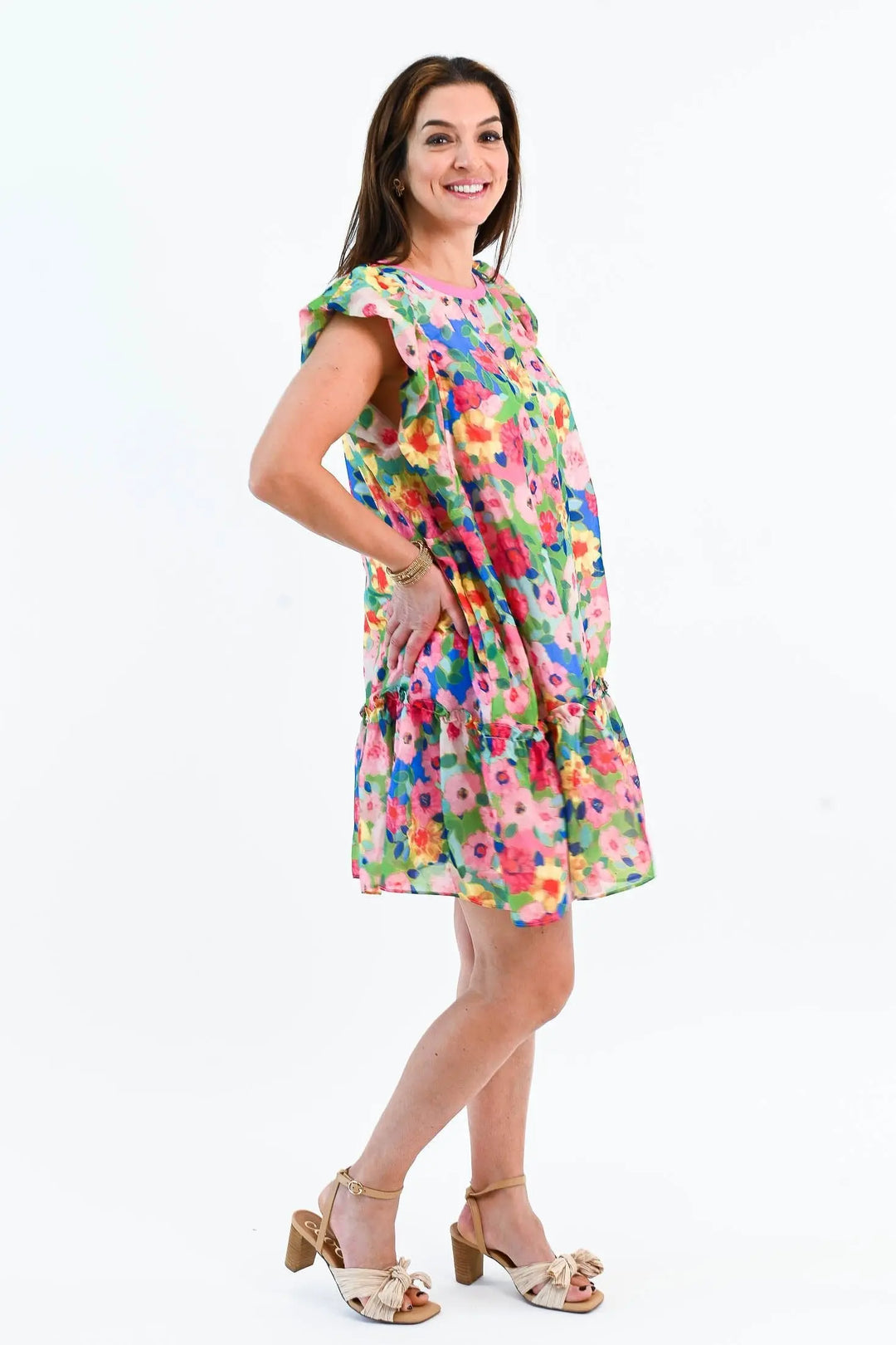 Keep Blooming In Short Sleeve Mini Dress Davi & Dani