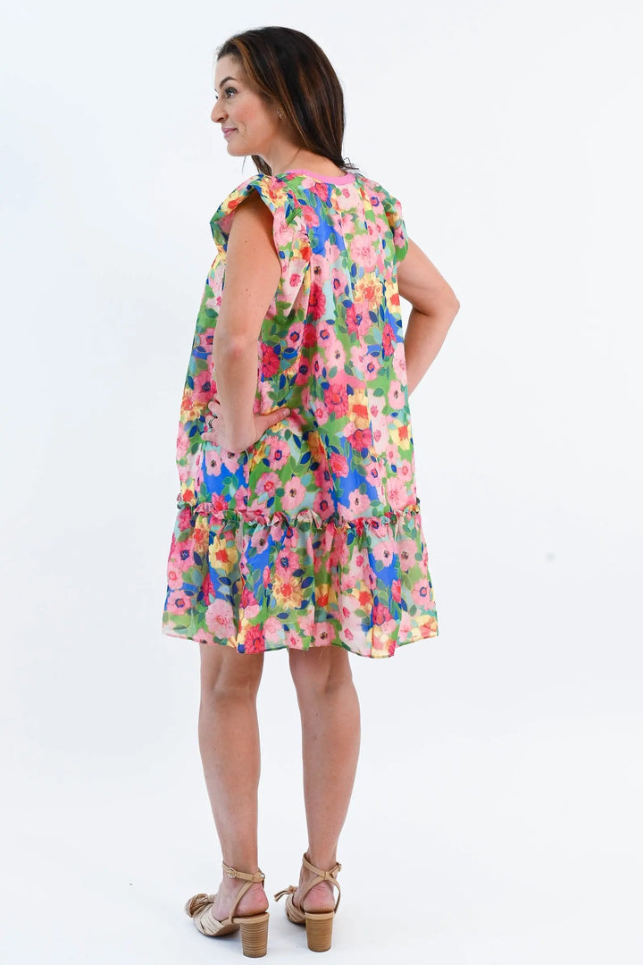 Keep Blooming In Short Sleeve Mini Dress Davi & Dani