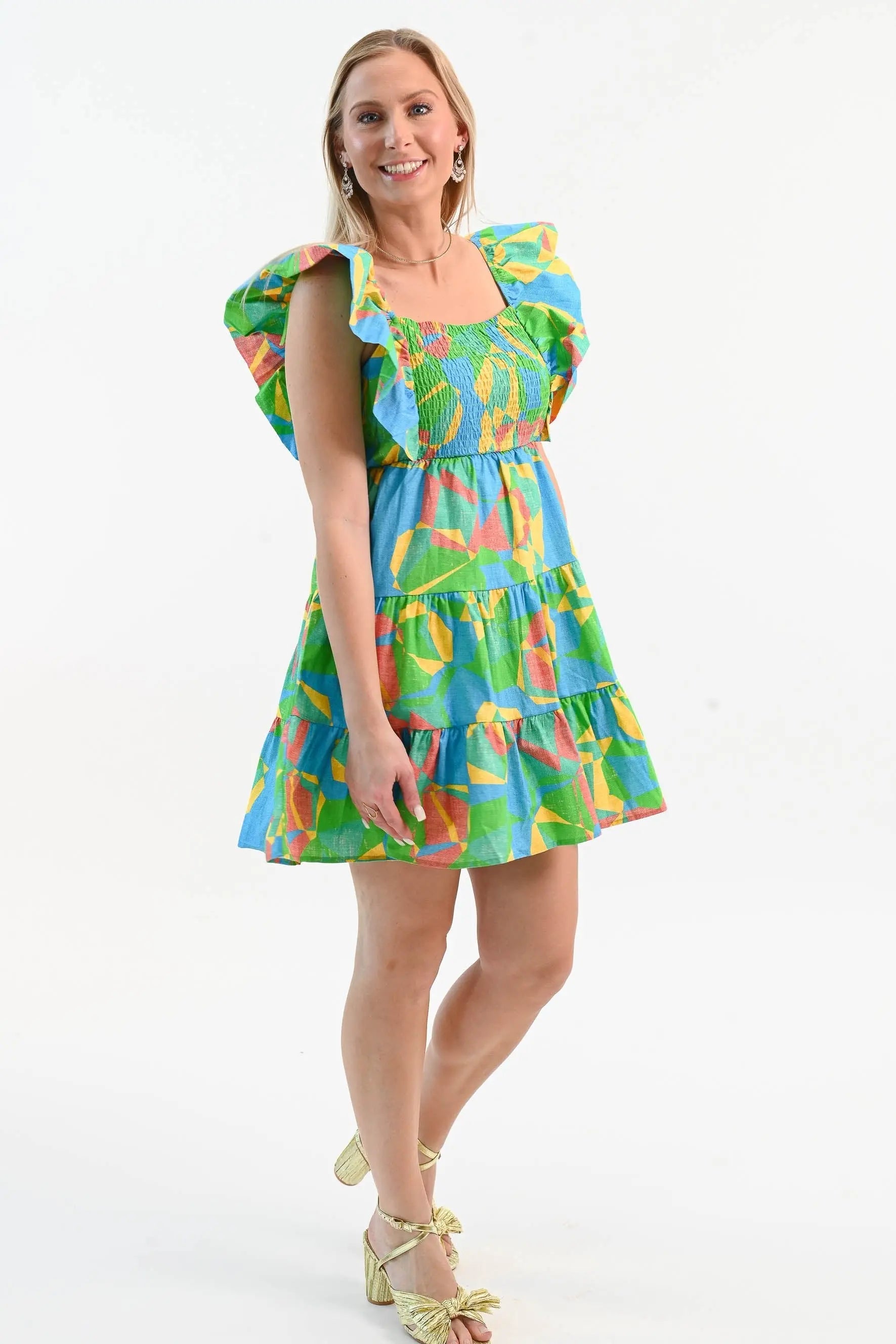 Radiant As Always Flutter Sleeve Dress Peach Love