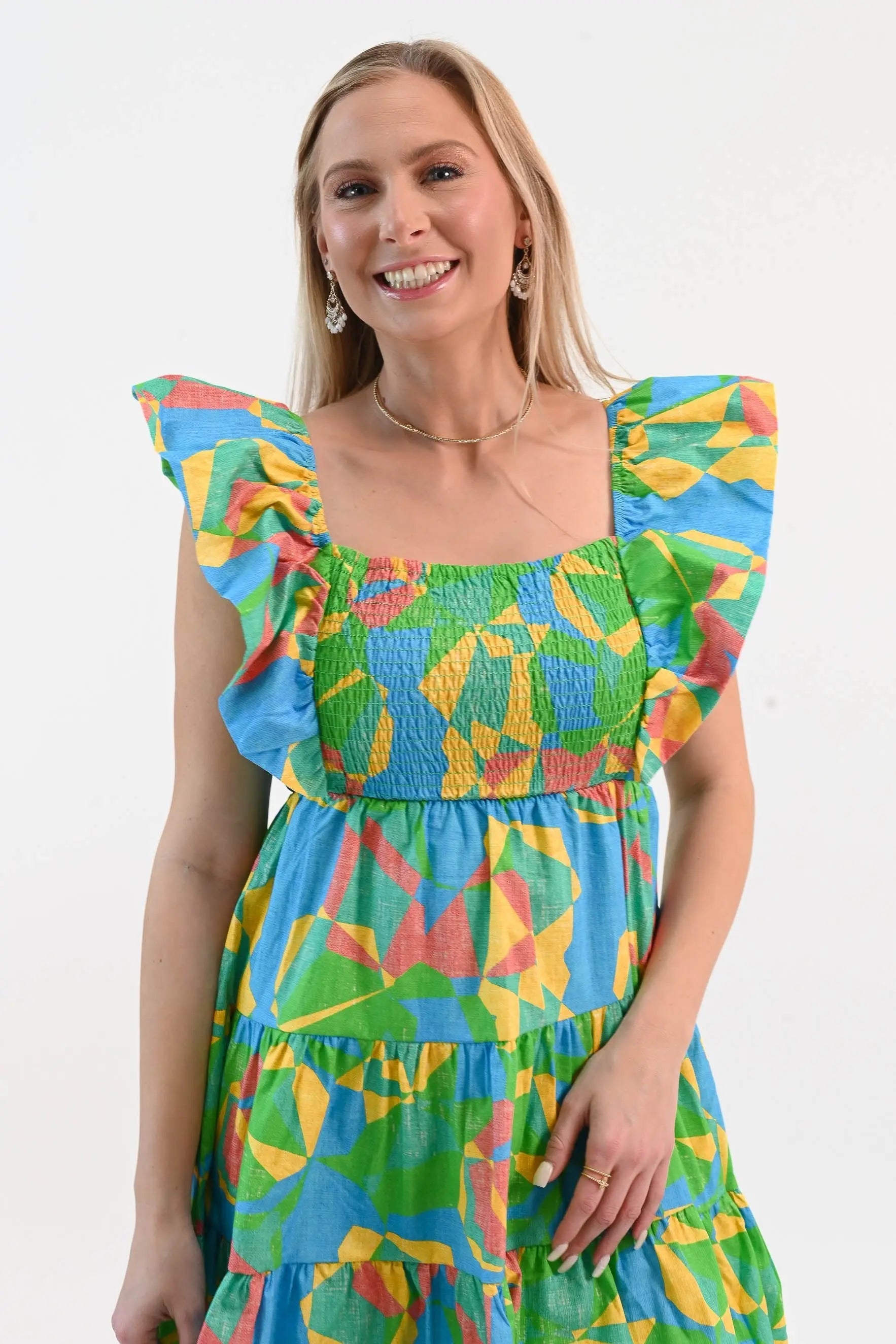 Radiant As Always Flutter Sleeve Dress Peach Love