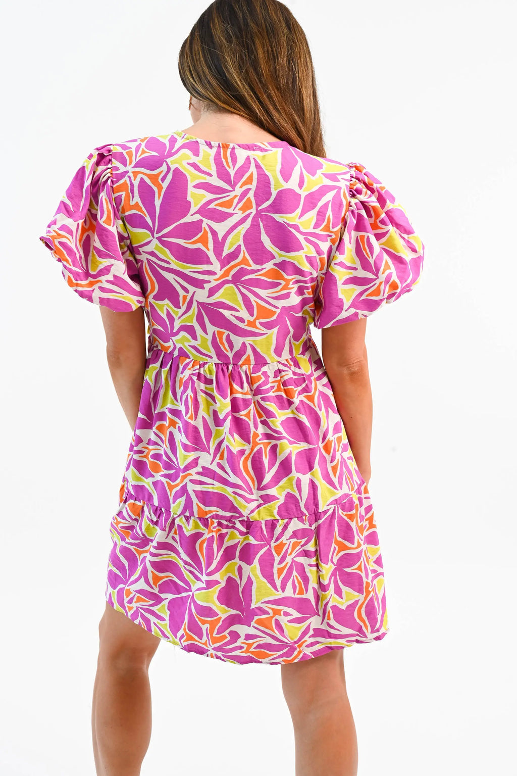 Somewhere Sunny Puff Sleeve Short Dress Bezza