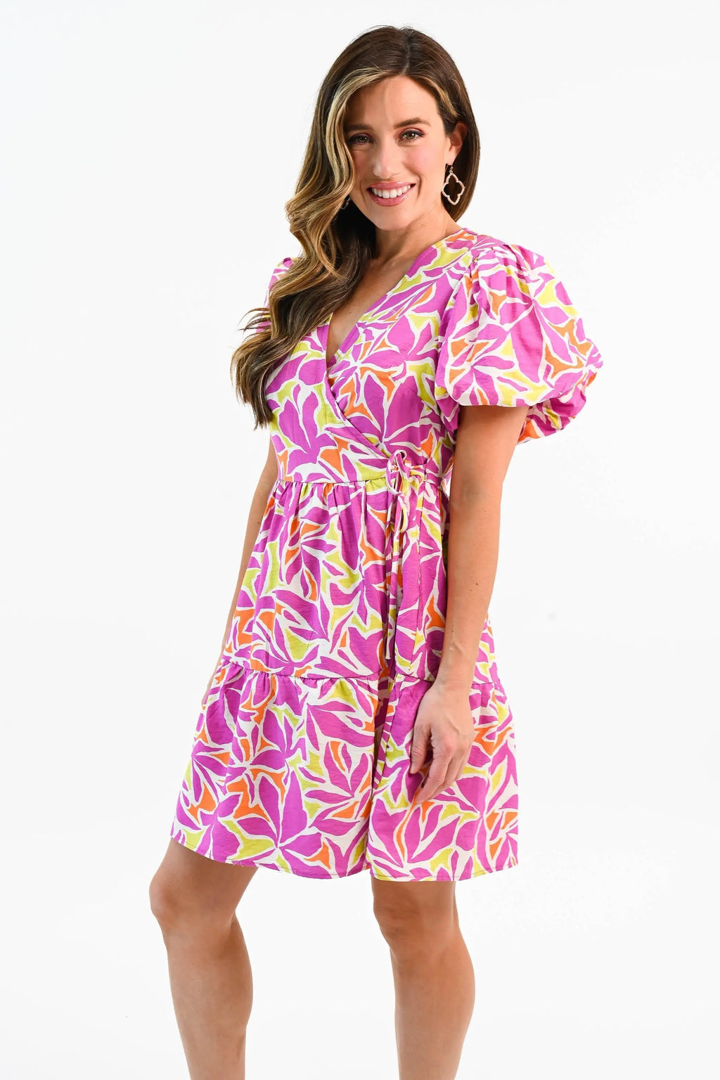 Somewhere Sunny Puff Sleeve Short Dress Bezza