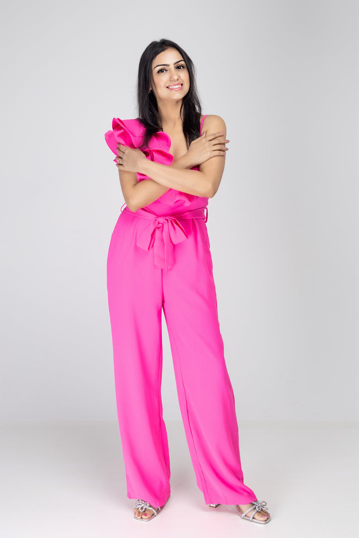 Made You Look Ruffle Shoulder Jumpsuit