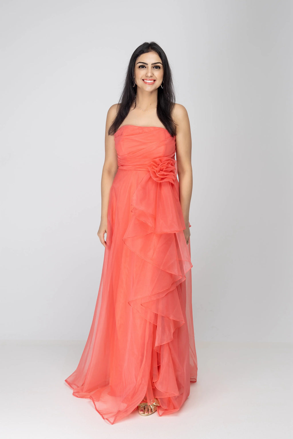 Red Carpet Ready Organza Maxi Dress Maniju Fashion