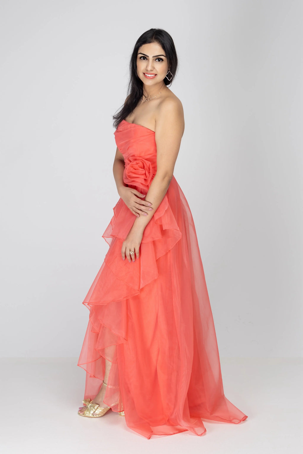 Red Carpet Ready Organza Maxi Dress Maniju Fashion
