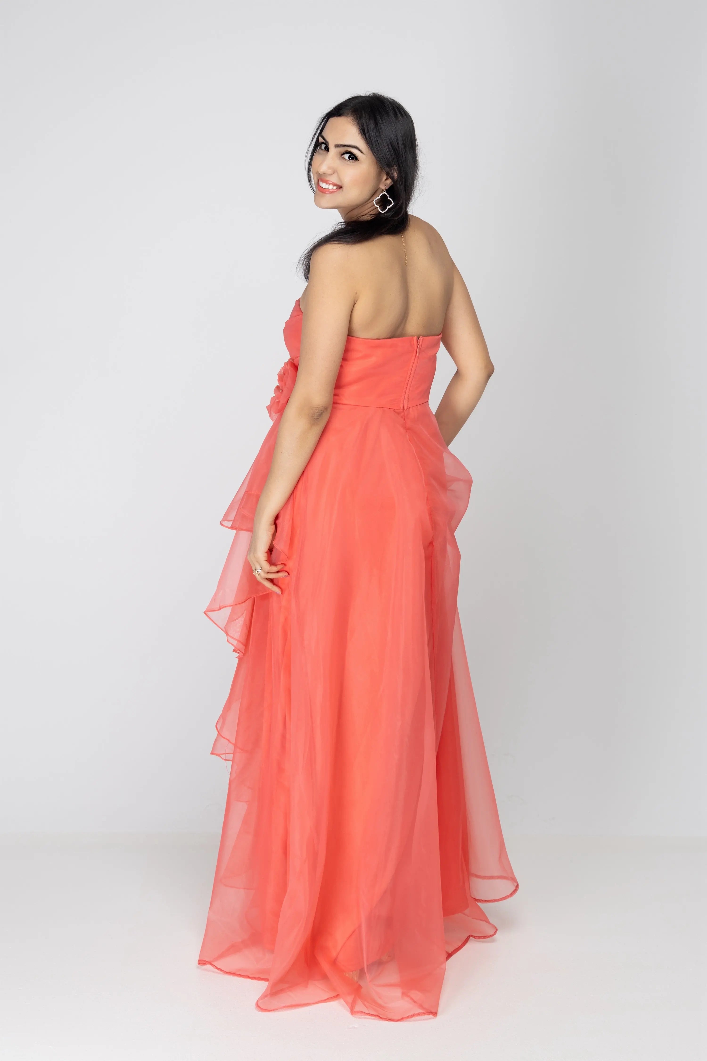 Red Carpet Ready Organza Maxi Dress Maniju Fashion