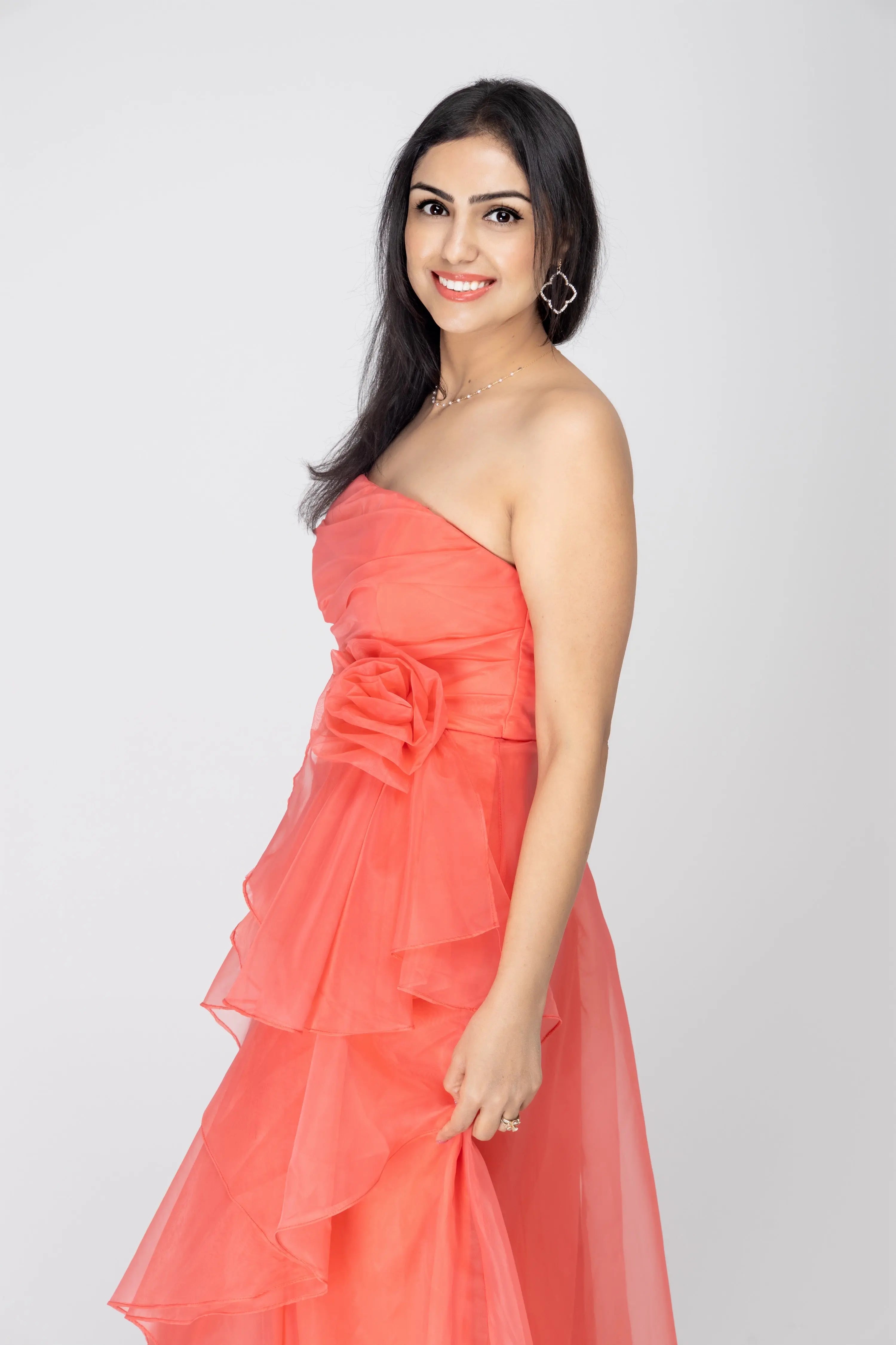 Red Carpet Ready Organza Maxi Dress Maniju Fashion