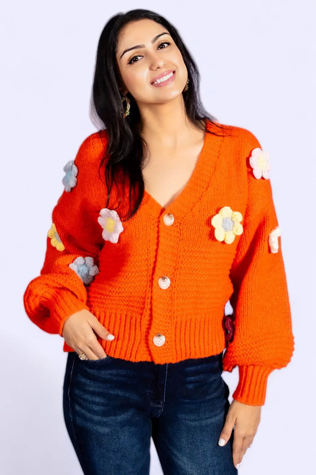 Where Daisies Bloom Floral Patched Cardigan ADORA LA