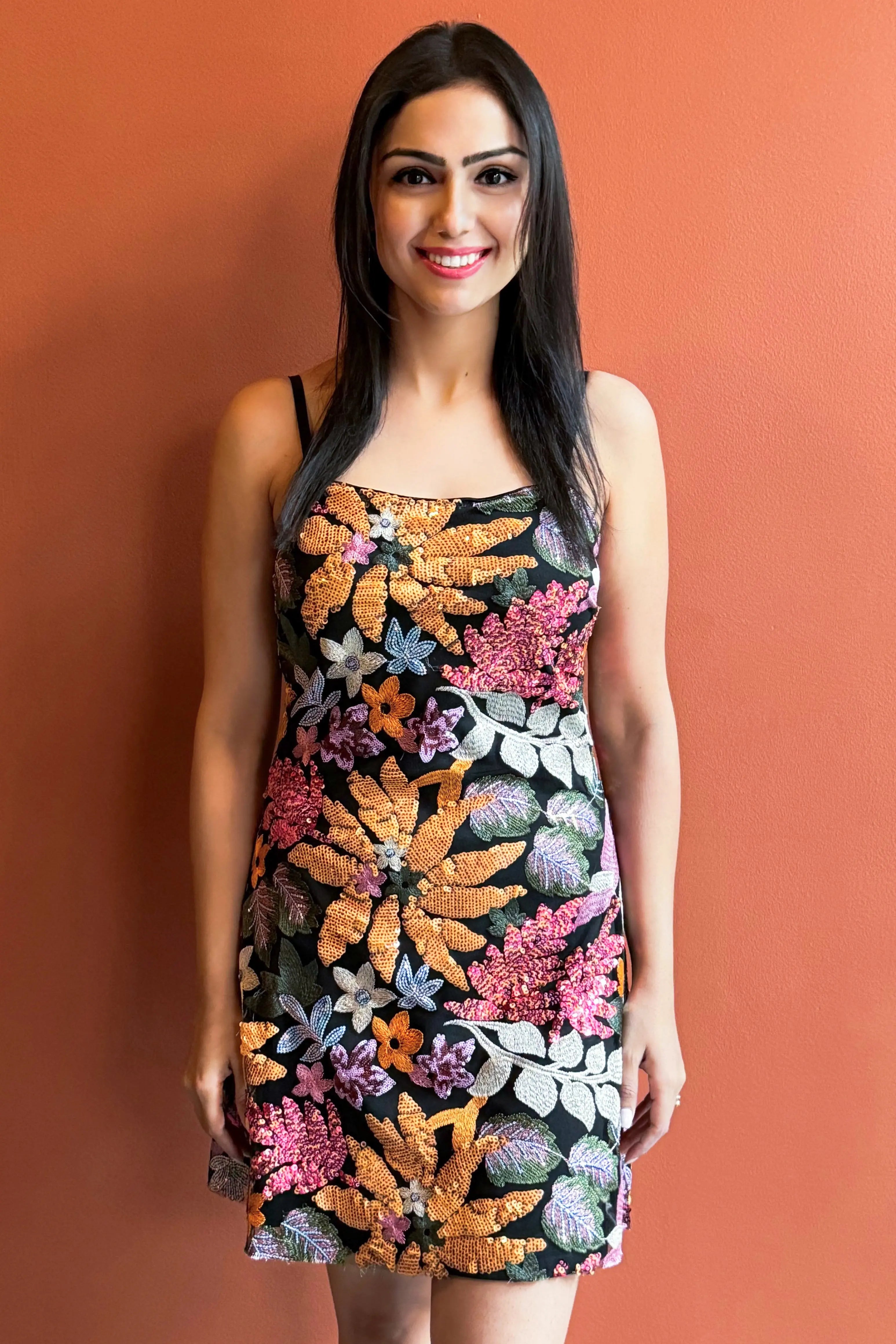 Floral Radiance Sequin Embellished Mini Dress Blue B