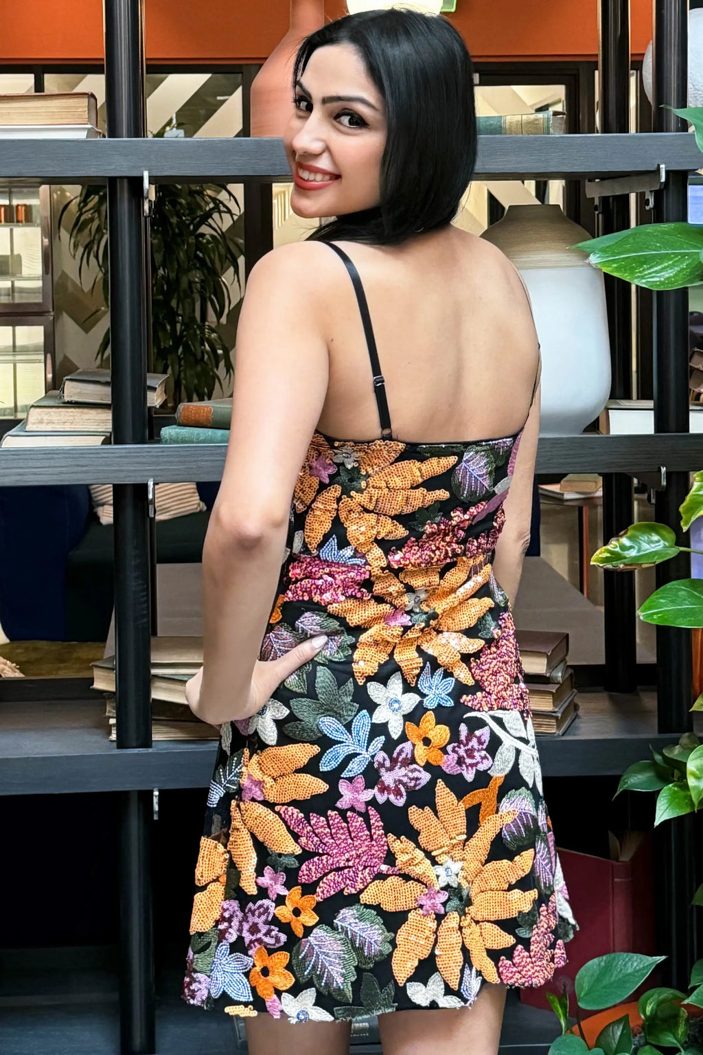Floral Radiance Sequin Embellished Mini Dress Blue B