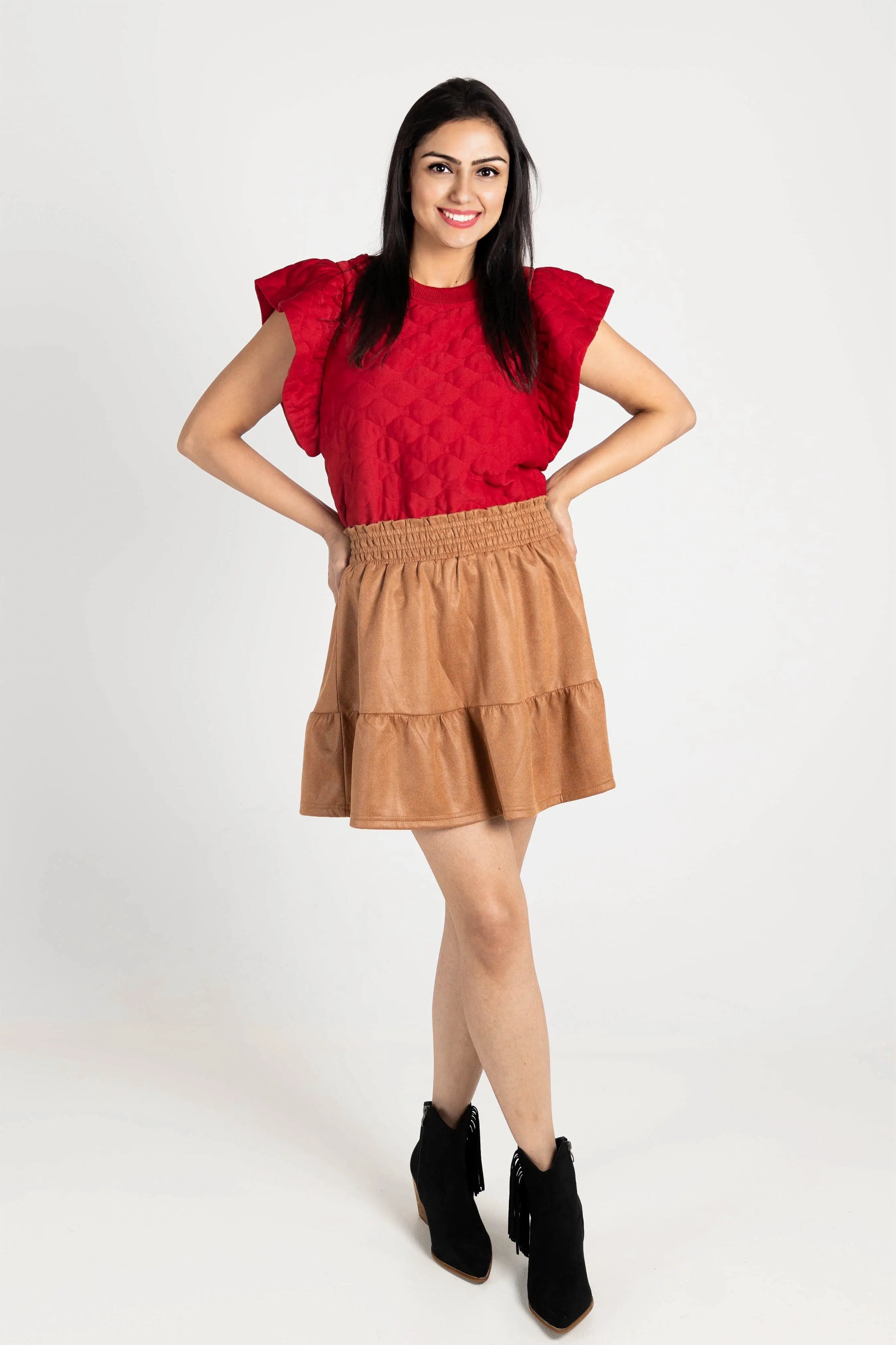 See you Tonight Ruffle Sleeve Top Ces Femme