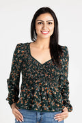 Don't Give Up Sweetheart Neckline Long Sleeve Top En Creme