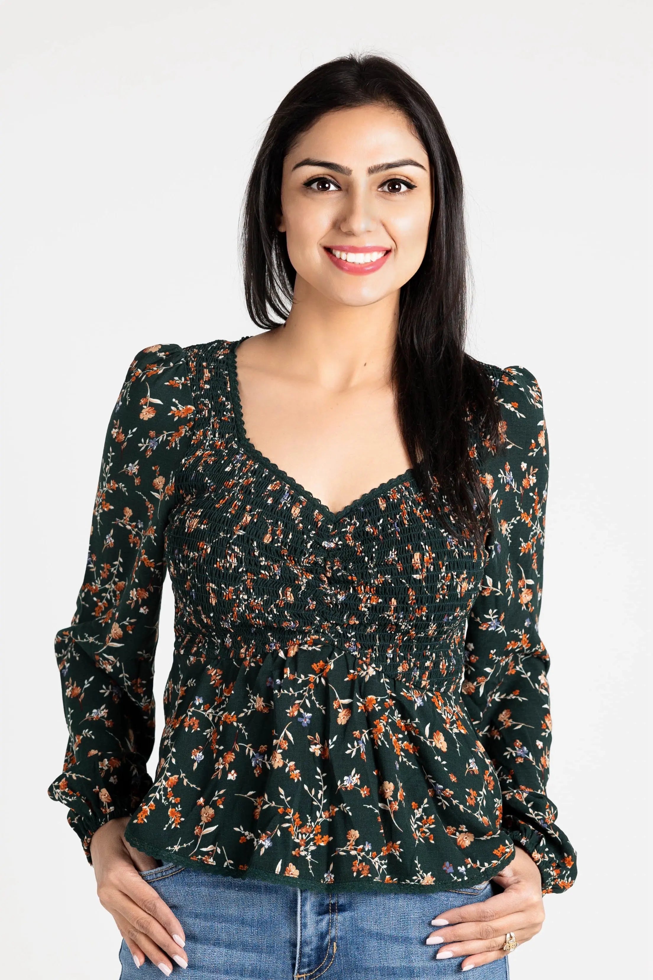 Don't Give Up Sweetheart Neckline Long Sleeve Top En Creme