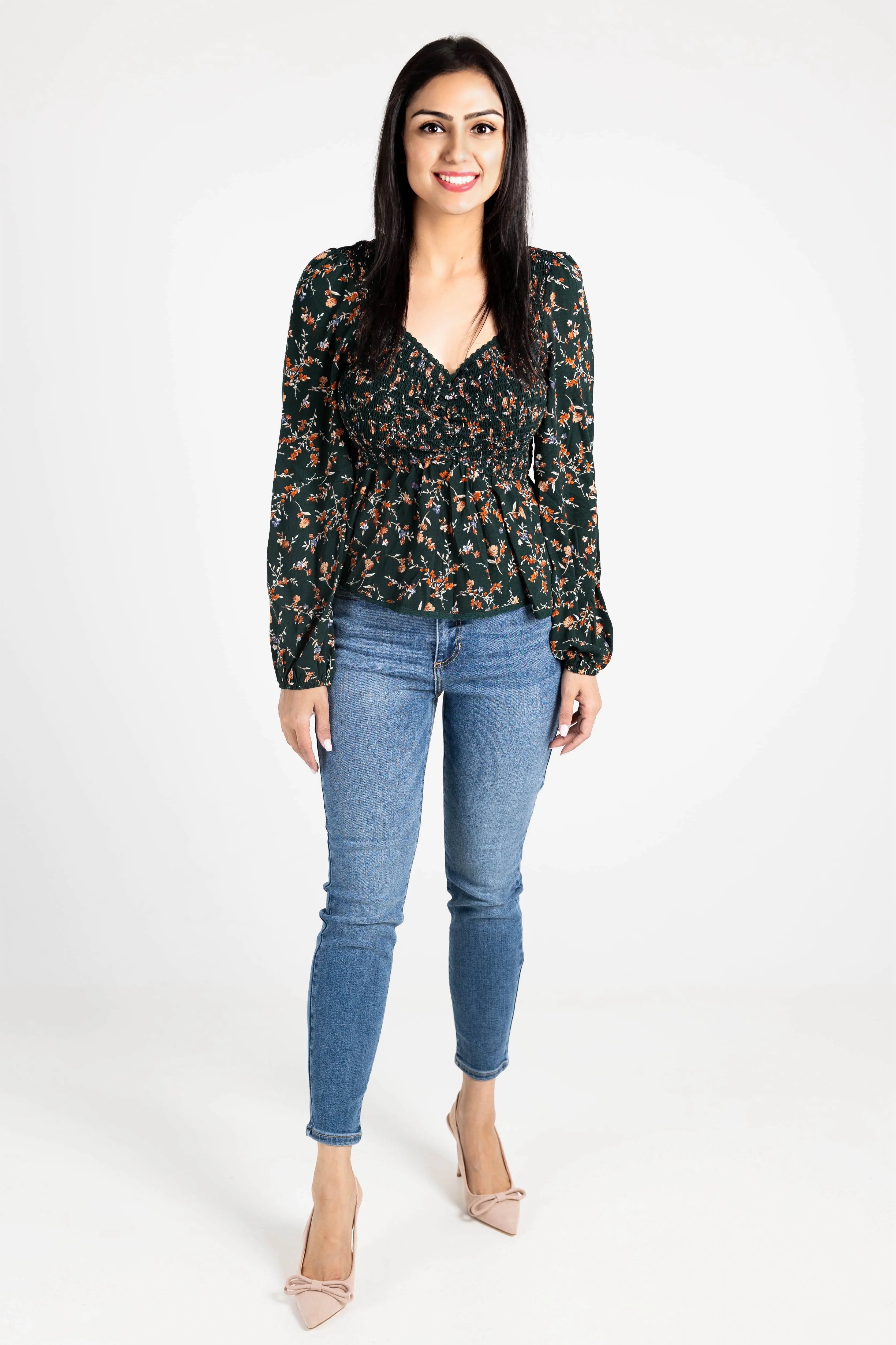 Don't Give Up Sweetheart Neckline Long Sleeve Top En Creme