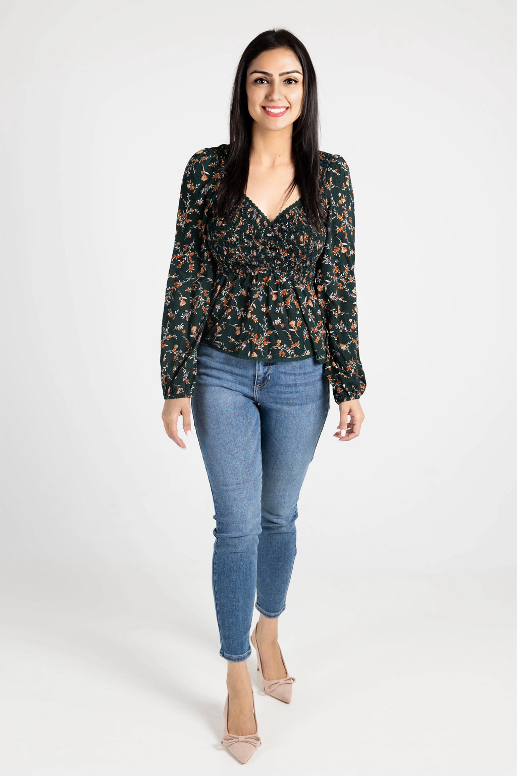 Don't Give Up Sweetheart Neckline Long Sleeve Top En Creme