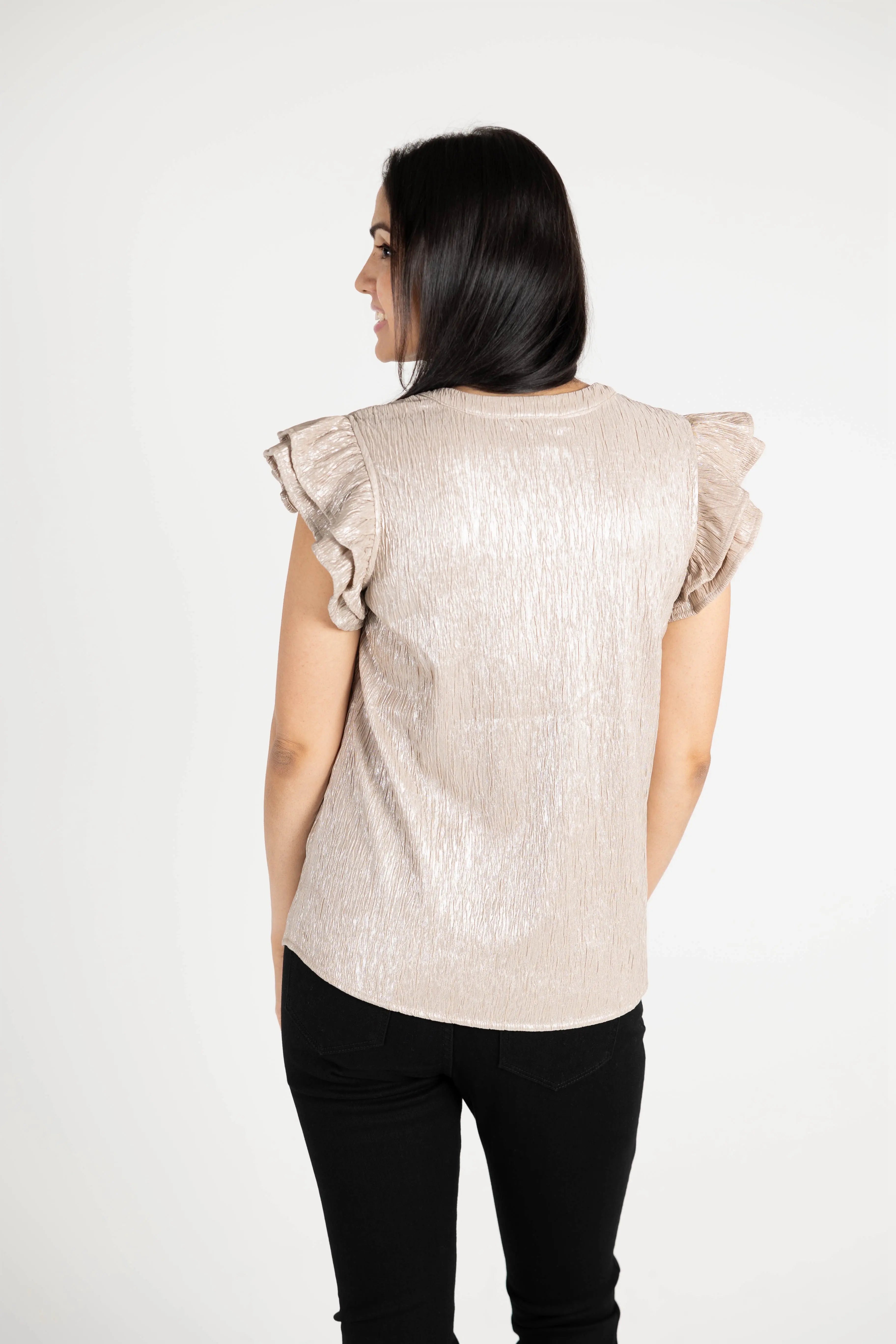 What Just Happened Ruffle Sleeve Top Voy