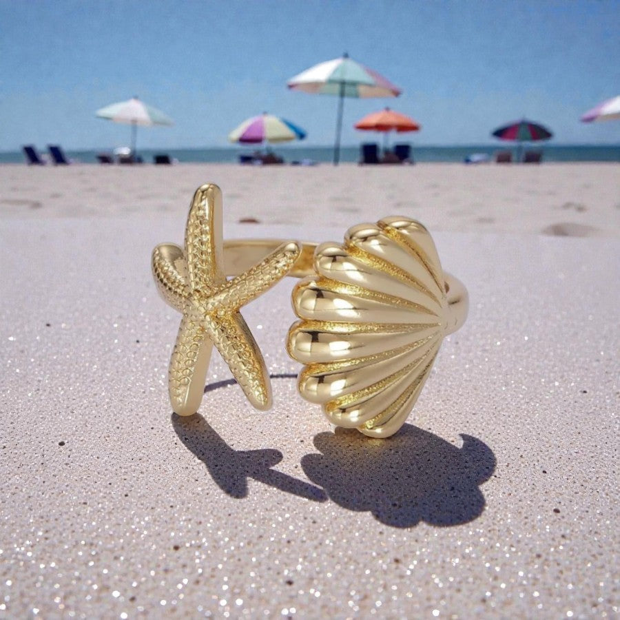 Maria Ocean Treasure Open Wrap Ring Gold