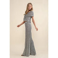 Totally Rocking Metallic Sequin Top with Wide Leg Pants Blue B