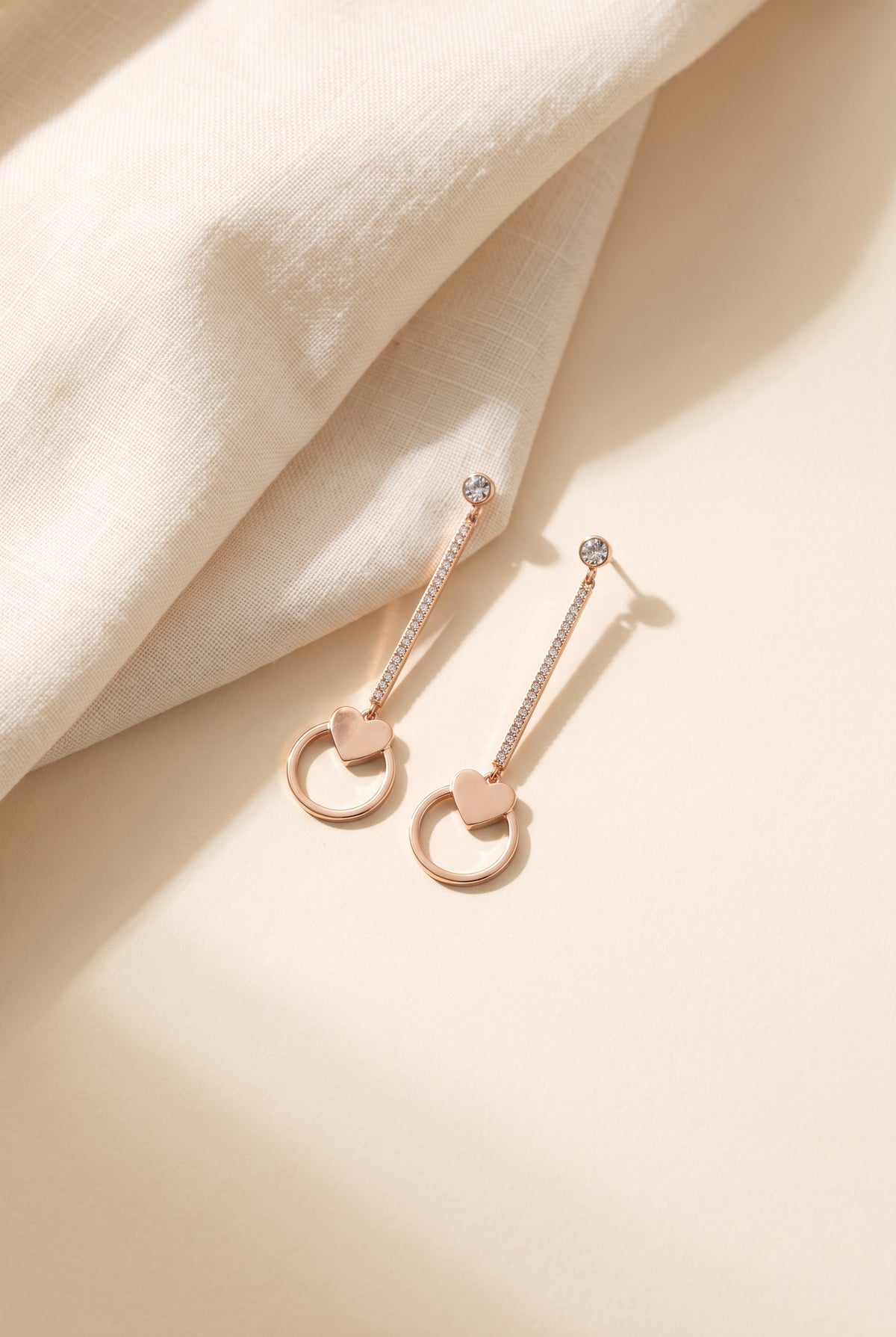 Alina Heart String Earrings, Still life
