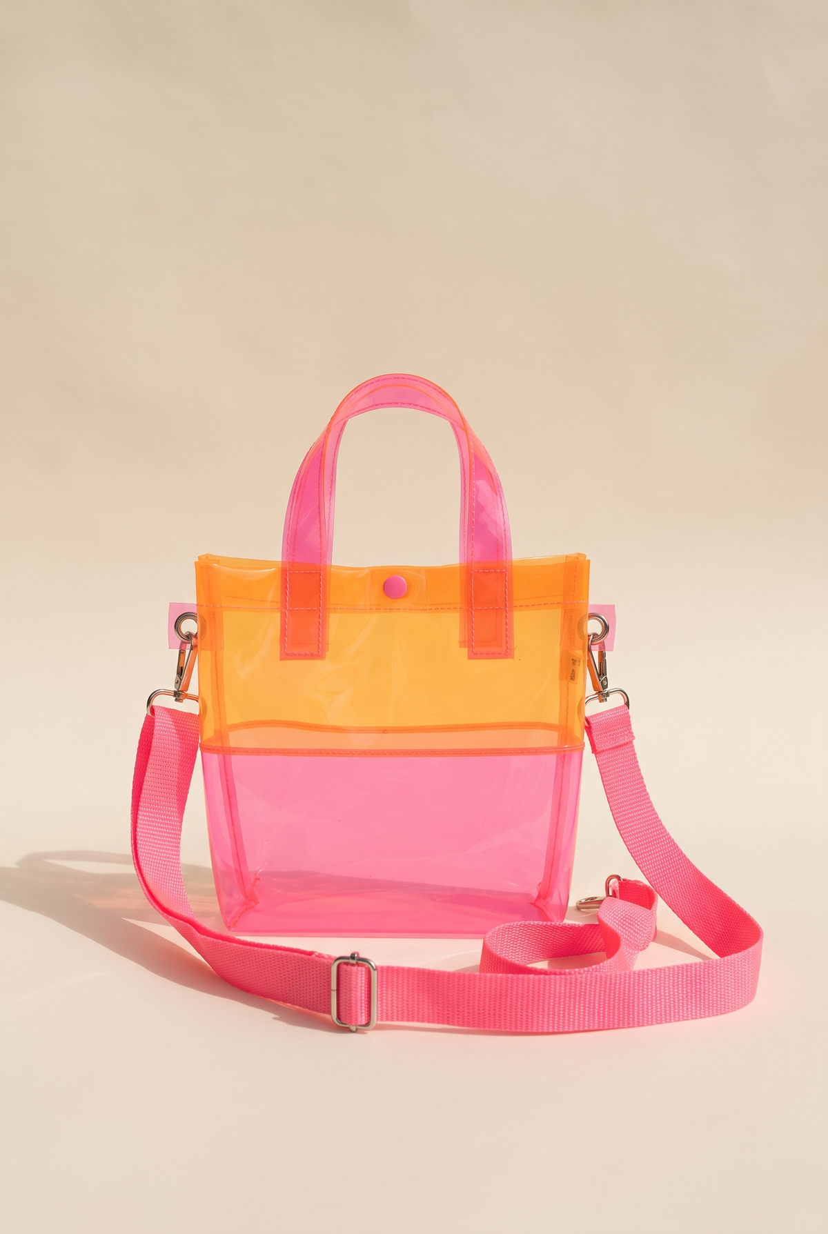 Aria Vinyl Handbag, Pink/Orange still life