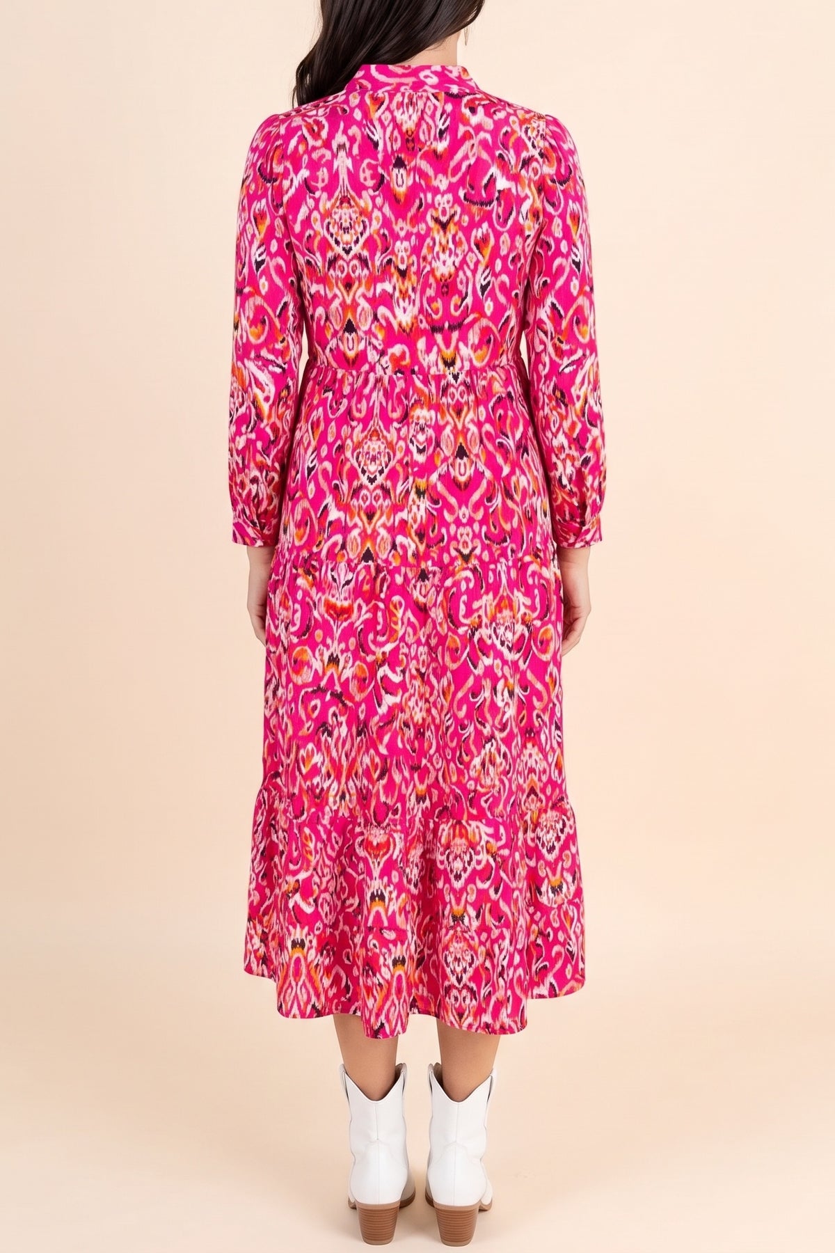 You're My Happy Place Midi Shirt Dress, back view