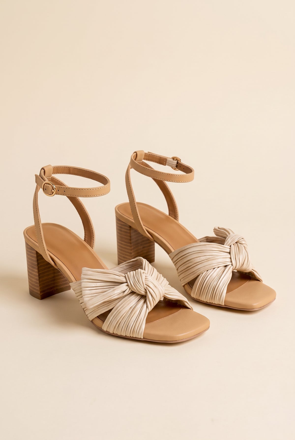 Cara Pleated Bow Decor Ankle Strap Sandal, Still life