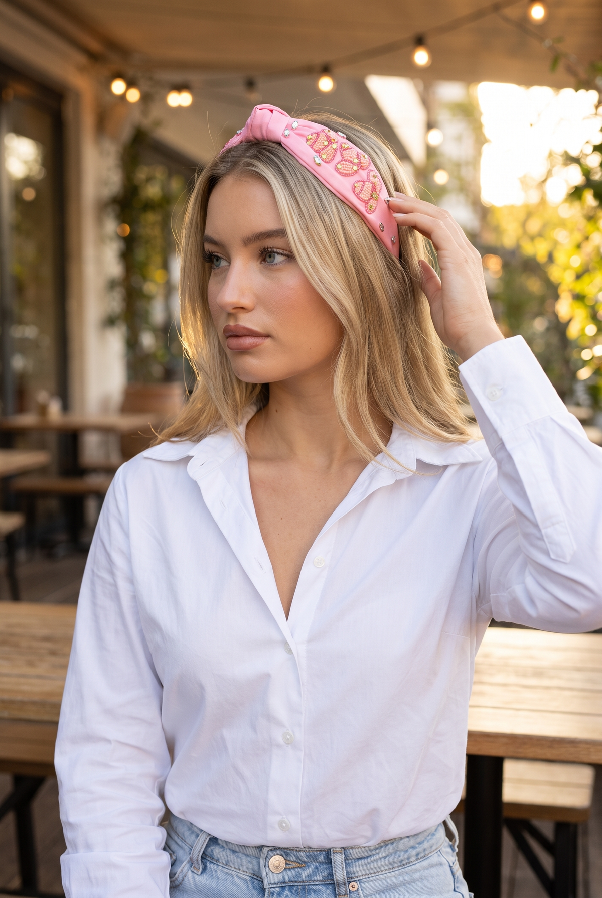 Caroline Cowgirl Embellished Headbands, Worn