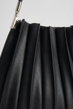 Carrie Black Pleated Vegan Shoulder Bag, Close-up
