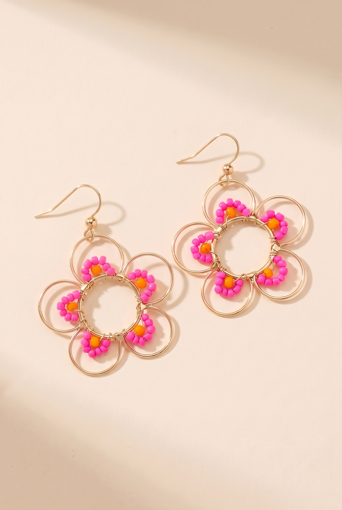 Daisy Earrings, Hot Pink still life