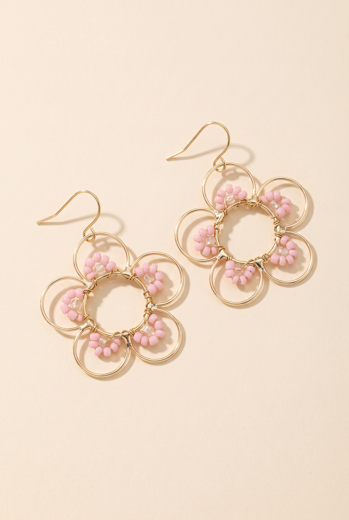 Daisy Earrings, Light Pink still life