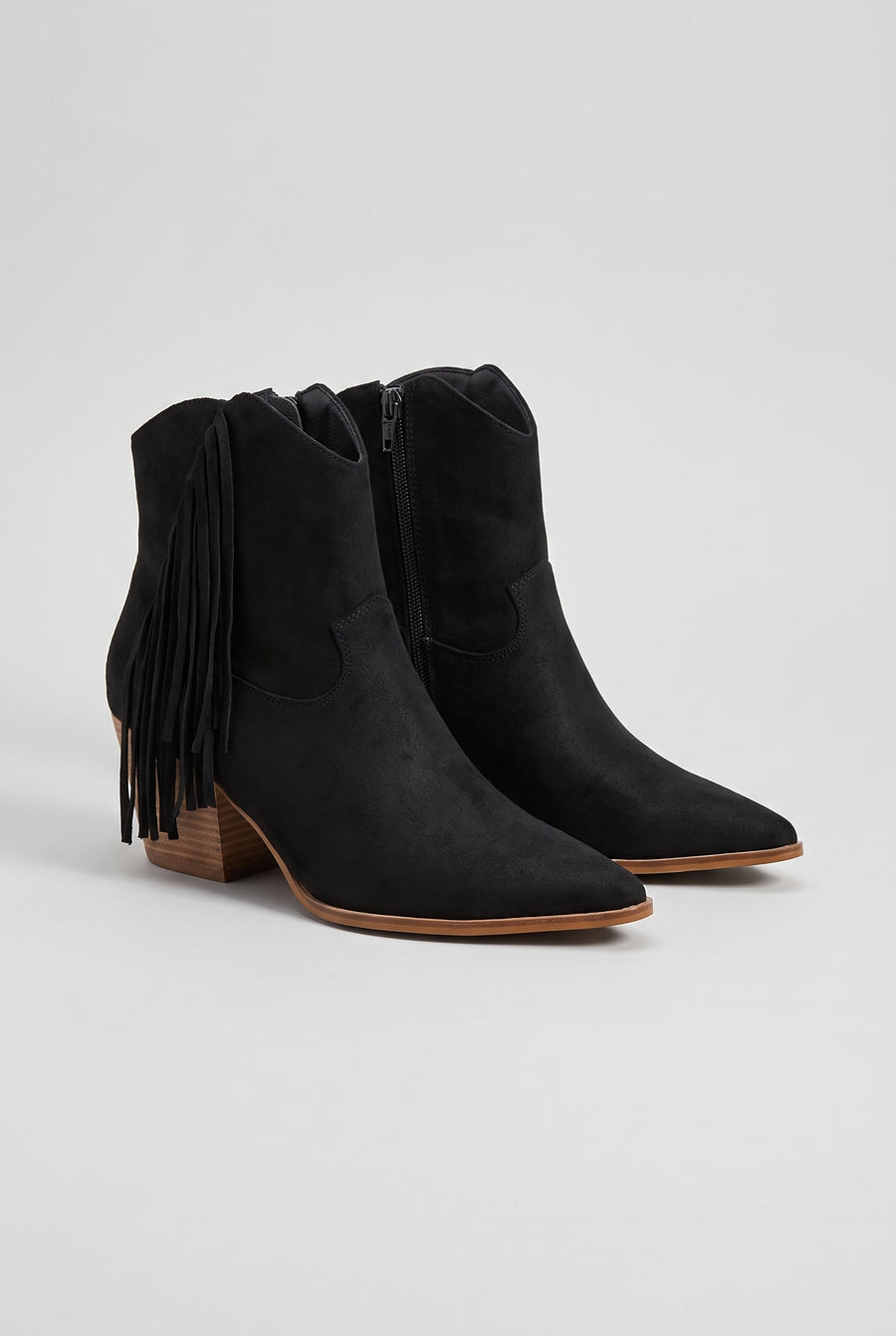 Dixie Tassel Detail Pointed-Toe Western Ankle Boots