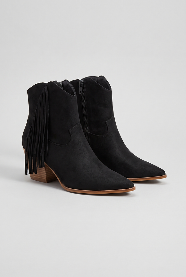 Dixie Tassel Detail Pointed-Toe Western Ankle Boots, Packshot