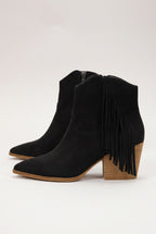 Dixie Tassel Detail Pointed-Toe Western Ankle Boots, Side profile