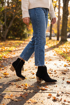 Dixie Tassel Detail Pointed-Toe Western Ankle Boots, Worn walking