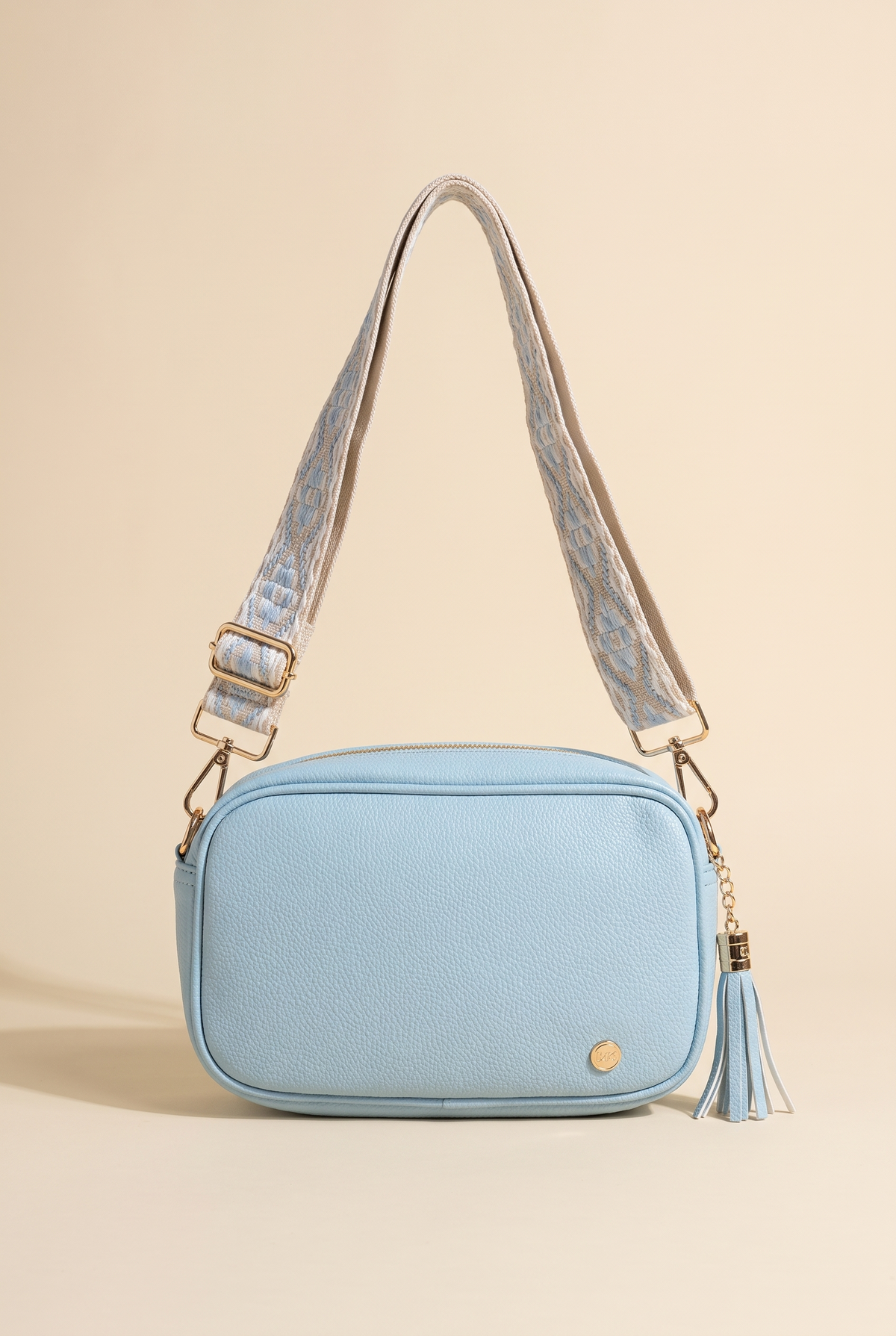 Dolly Vegan Leather Crossbody, Light Blue still life