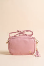 Dolly Vegan Leather Crossbody, Light Pink still life