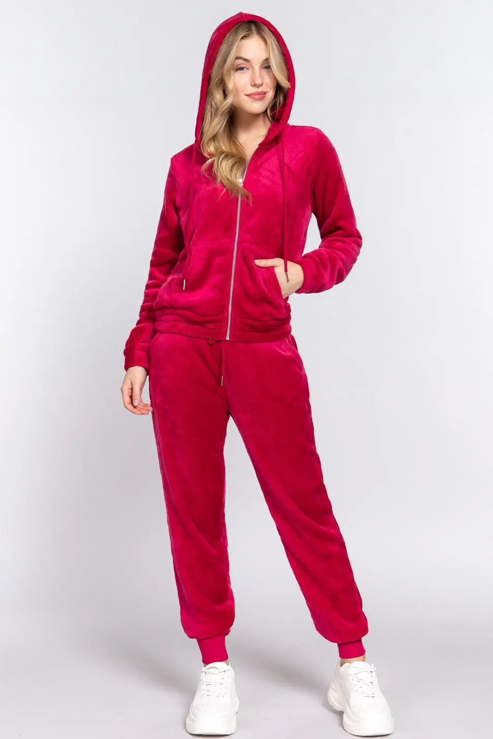 Don't You Want Me Faux Fur Hoodie Jacket and Pants Set Active Basic
