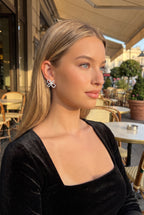 Evelyn Earrings, Silver worn