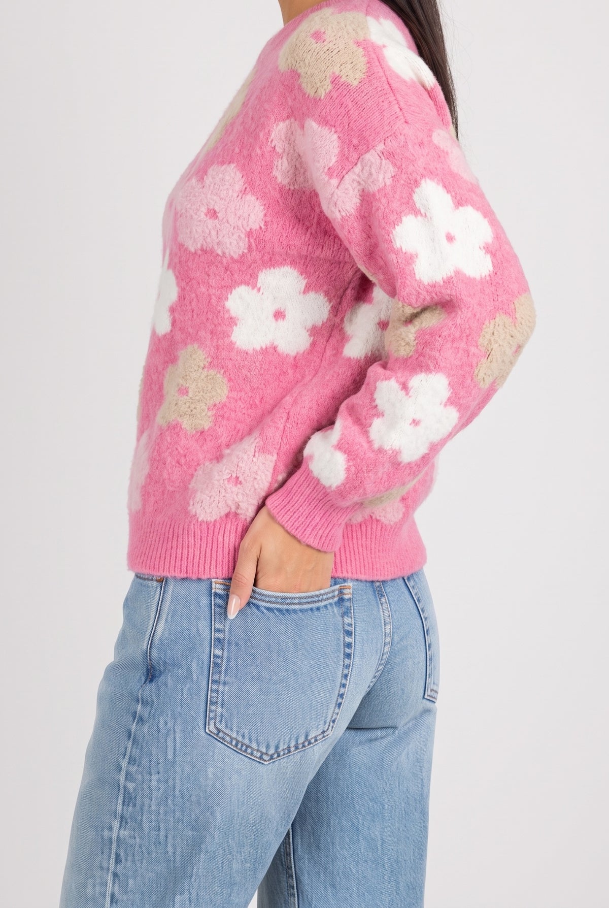 Everly Floral Sweater Top, Side
