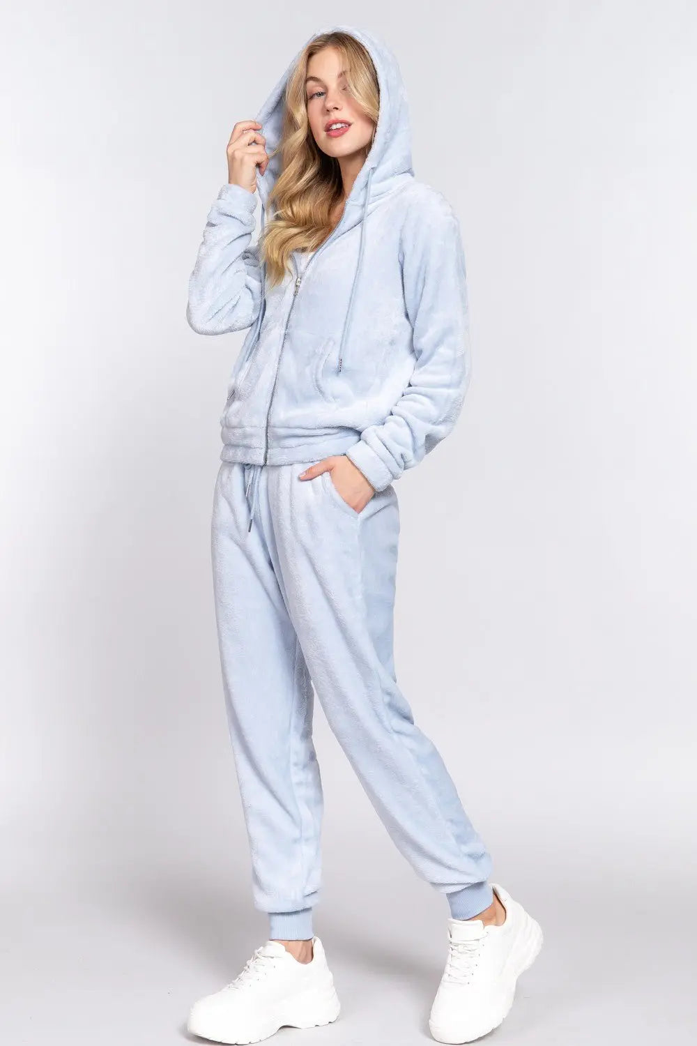 Don't You Want Me Faux Fur Hoodie Jacket and Pants Set Active Basic