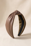 Florence Vegan Leather Headband, Brown still life