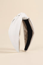 Florence Vegan Leather Headband, White still life