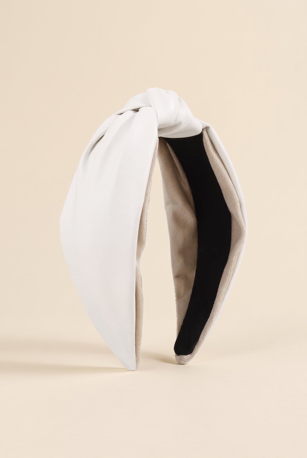 Florence Vegan Leather Headband, White still life
